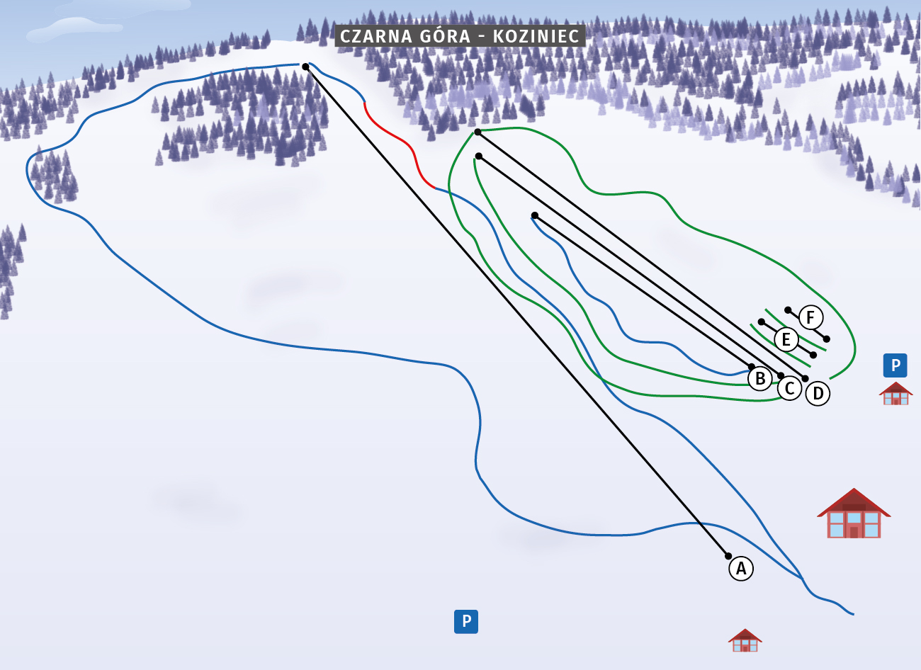 mapa stacji narciarskiej Koziniec Ski Czarna- Góra