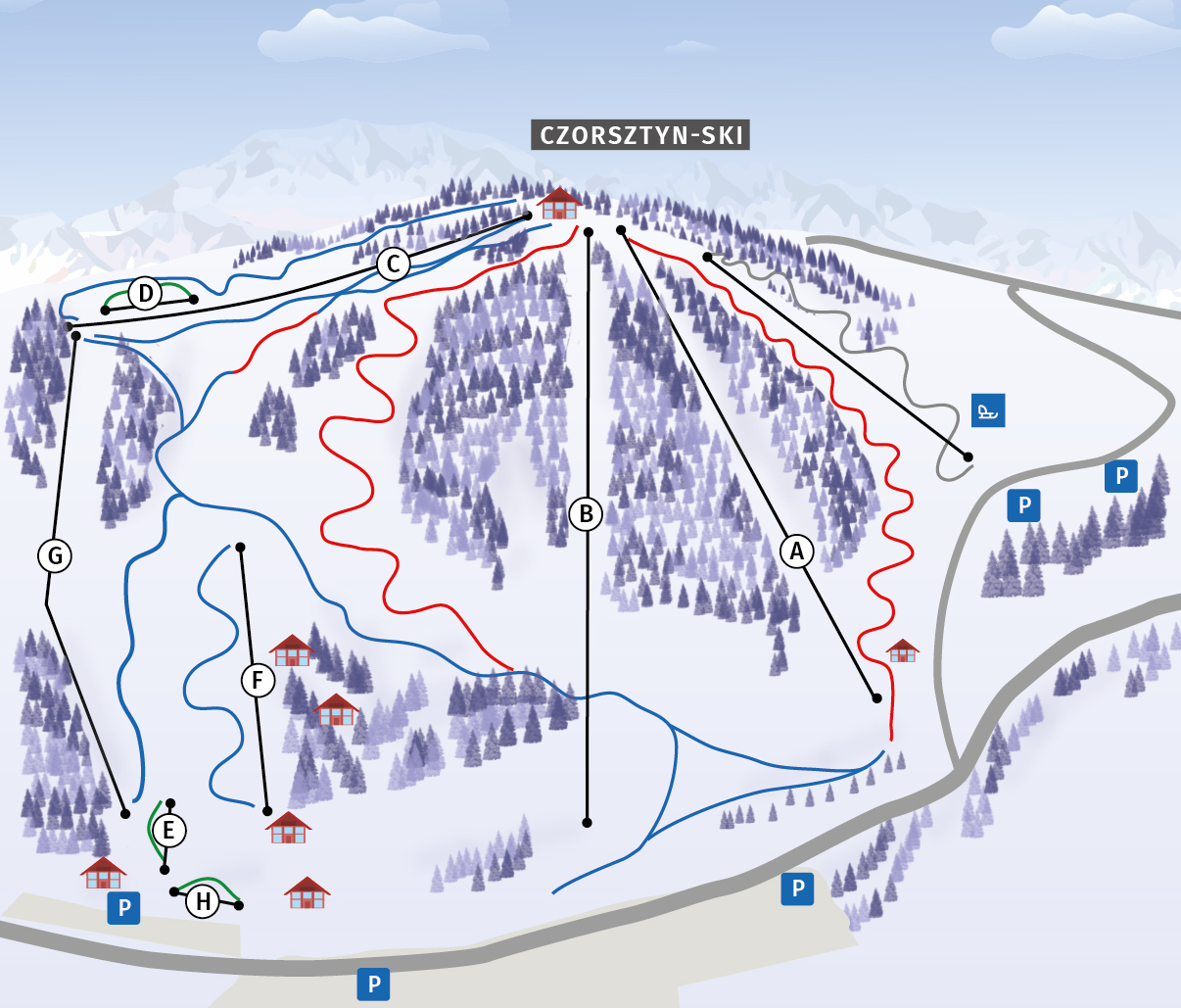 mapa stacji narciarskiej Czorsztyn- SKI