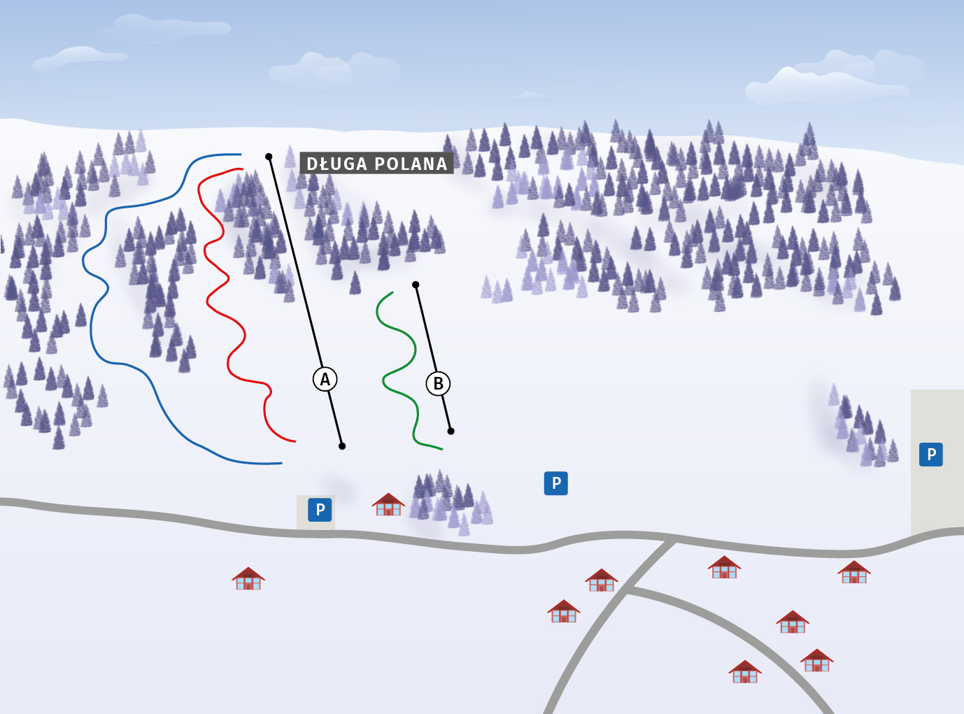 mapa stacji narciarskiej Długa Polana 