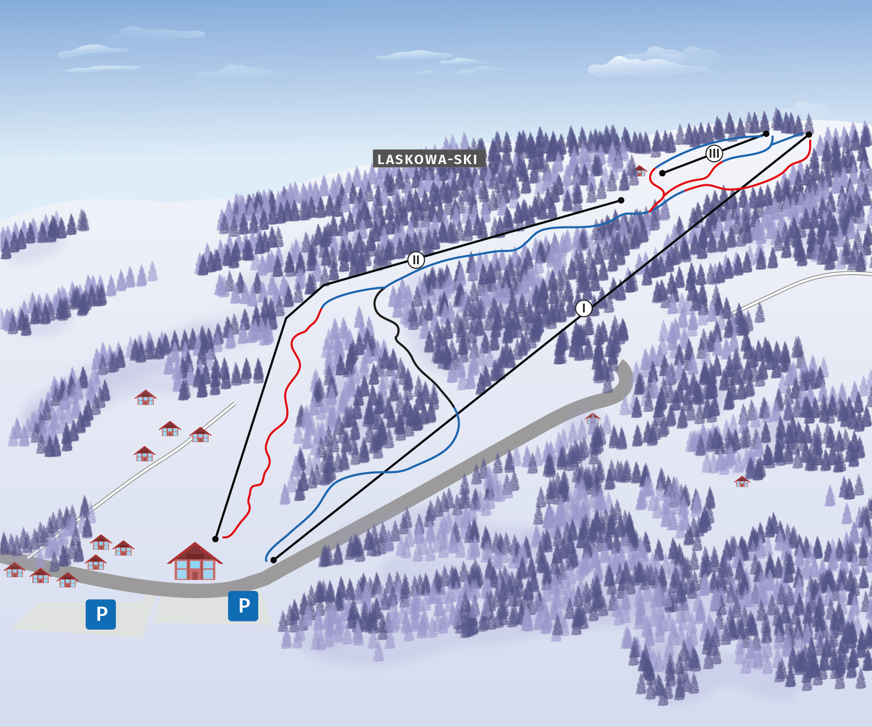 mapa stacji narciarskiej Laskowa Ski