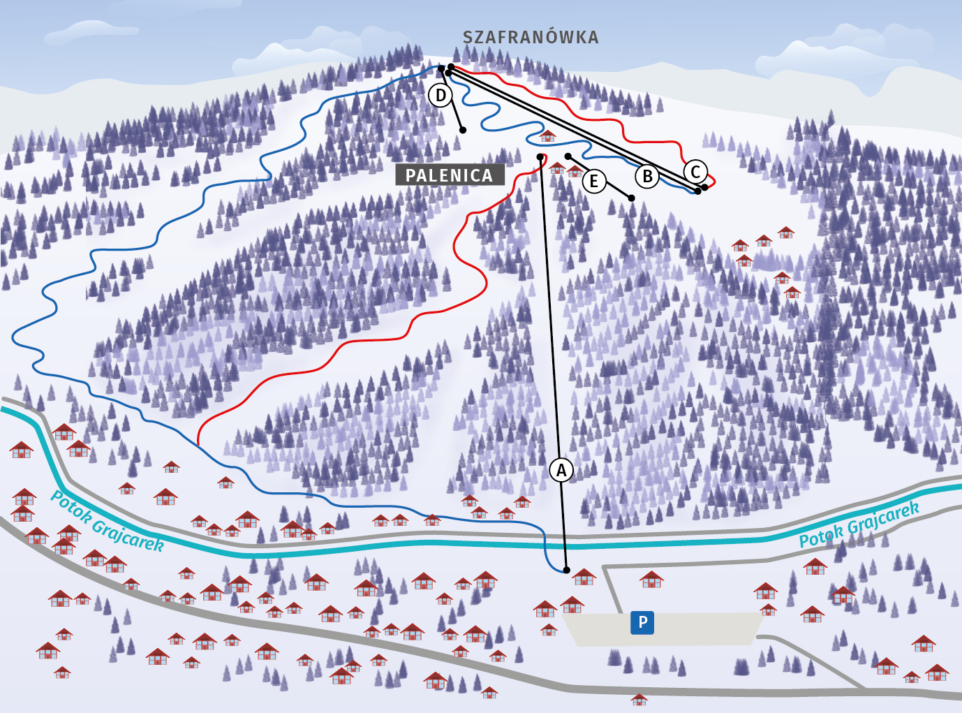 mapa stacji narciarskiej Palenica Szafranówka