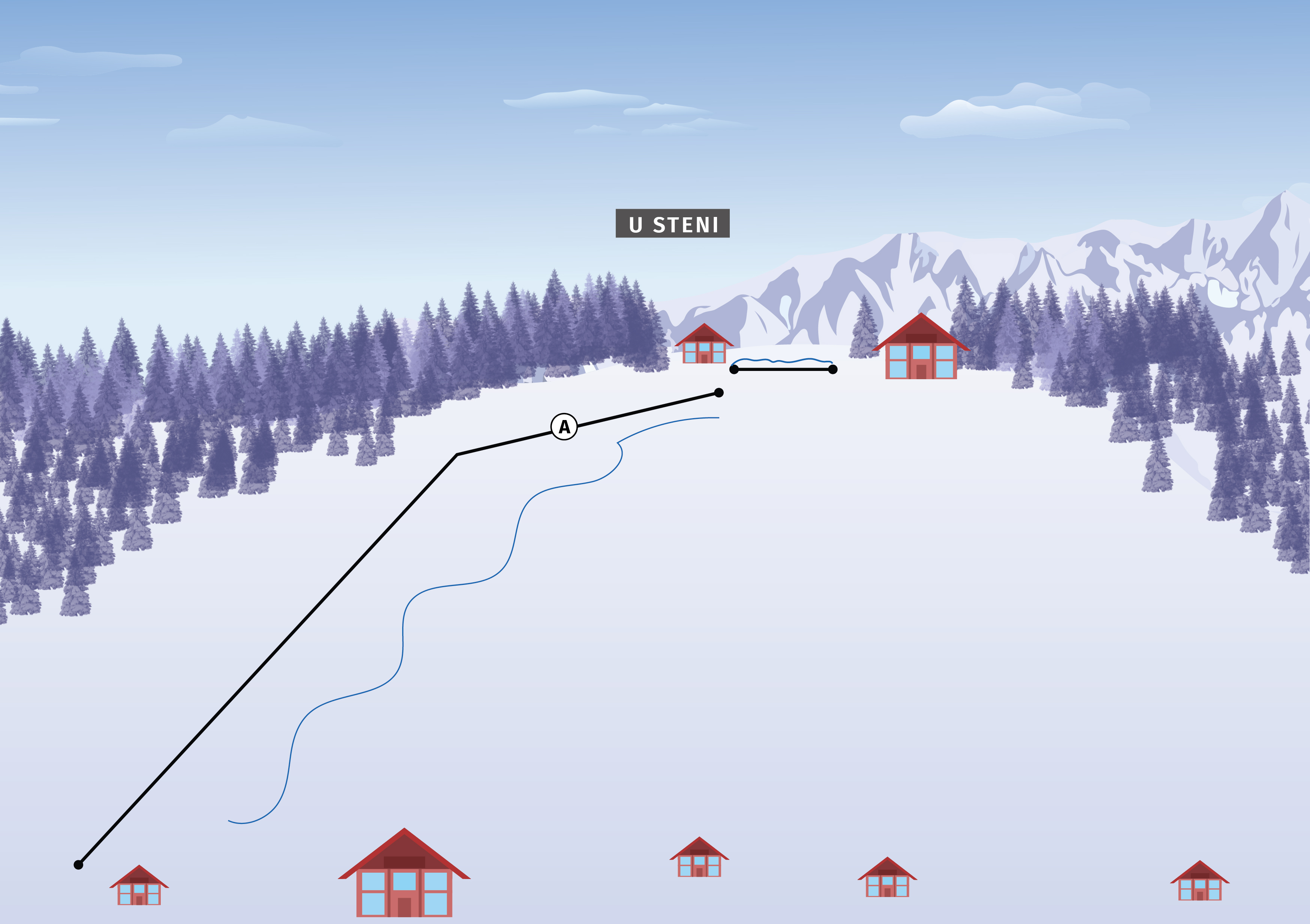mapa stacji narciarskiej U Steni