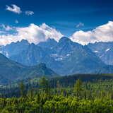 Widok na Tatry w porze letniej spod schroniska PTTK Głodówka