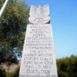 Pomnik w formie obelisku posadowiony na kwadratowym podeście. Na pomniku napis w języku polskim.