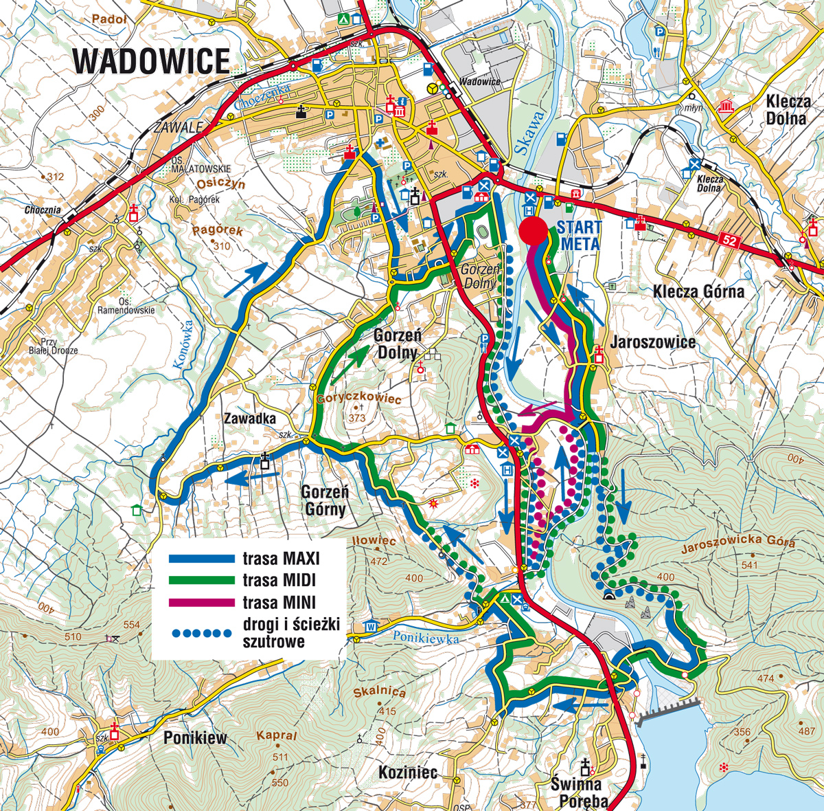 Mapa rajdów Małopolska Tour w Wadowicach 2019