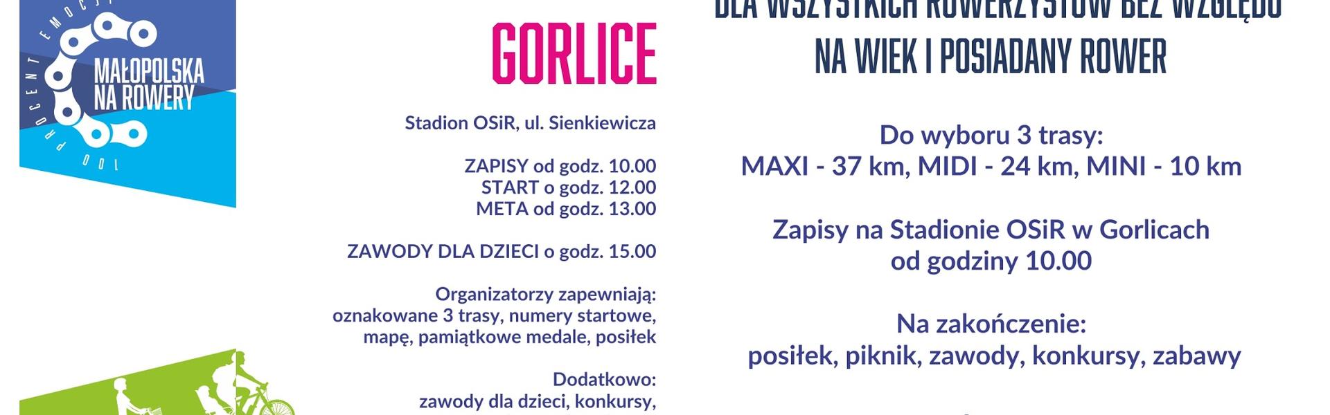Plakat Rowerowego Rajdu Rodzinnego w Gorlicach 2019